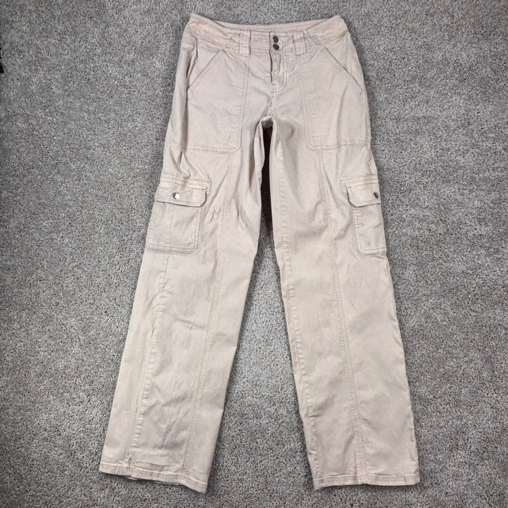 Garage Womens Beige Khaki Wide Leg Cargo Pants Size 3 Y2K Gorpcore Utility 26x32